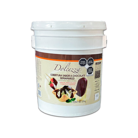 Dolcezza® Cobertura para Helado Sabor Chocolate Semiamargo Cubeta