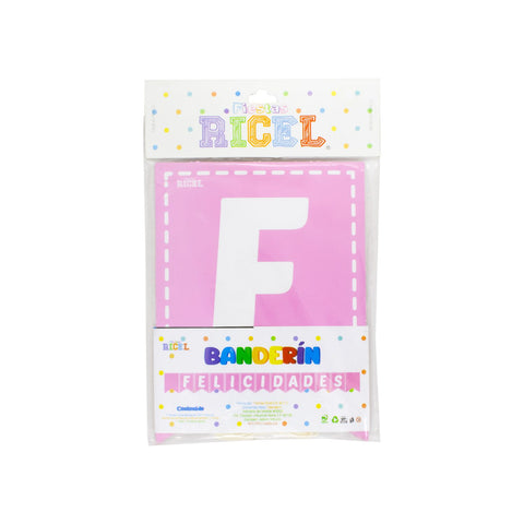 Banderín "felicidades" rosa 1 pieza