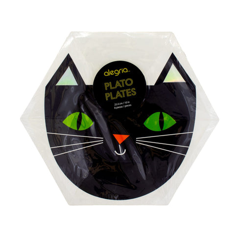 Plato Hexagonal «Gato de Halloween».