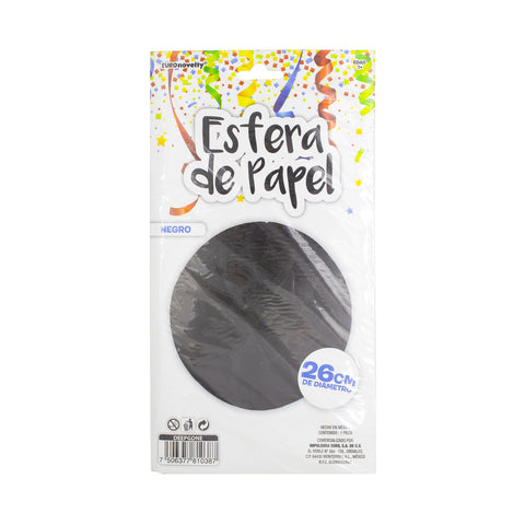 Esfera De Papel 26 Cm Color Negro 1 Pieza