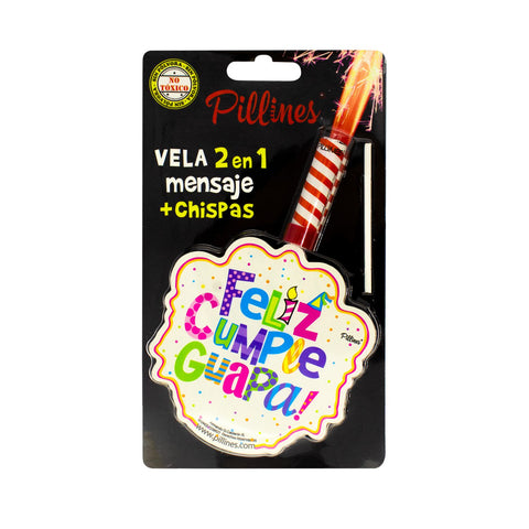 Vela 2 en 1 Mensaje Más Chispas