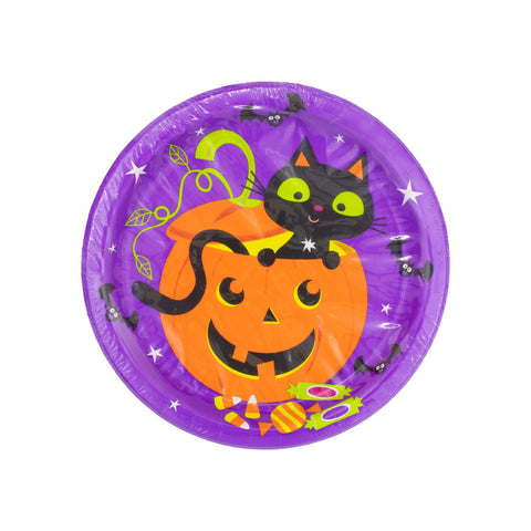 Plato 9 pulgadas cat y pumpkin 8 piezas.