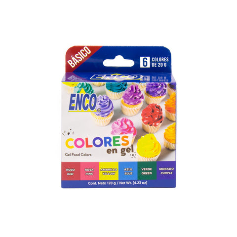 Kit de Colorantes en Gel Enco® – 6 Colores Básicos