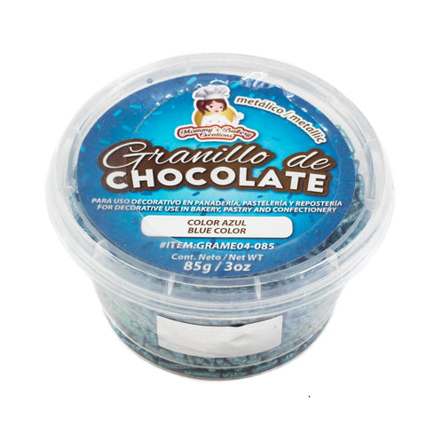 Granillo de chocolate azul metálico