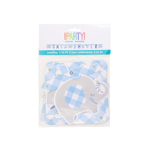 Banner Baby Shower Con Elefantes Color Azúl