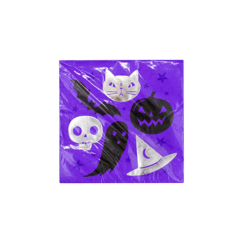 Servilleta morada y negro Halloween 16 piezas.