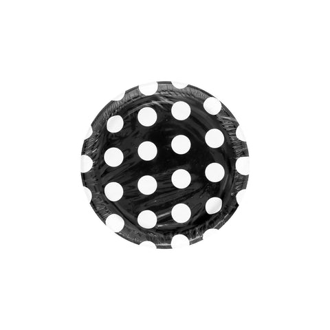 Plato 7 Pulgadas Negro Con Puntos Blancos 8 Piezas