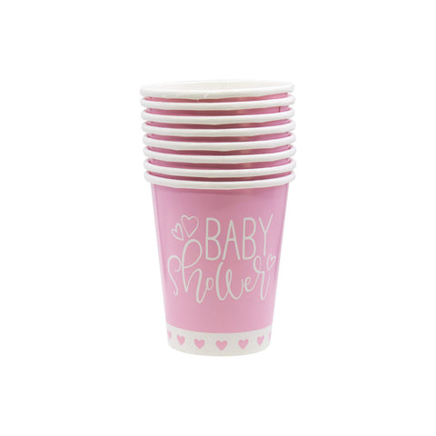 Vaso 9 Pulgadas Baby Shower Color Rosa 8 Piezas