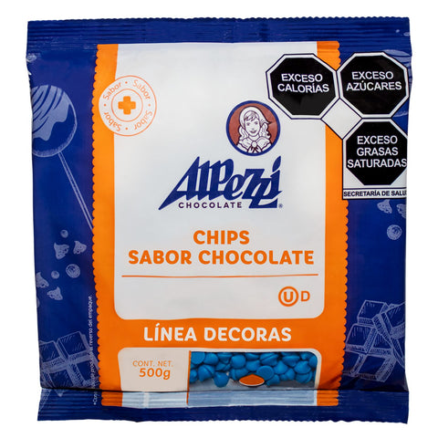 Chips sabor chocolate color azul Alpezzi - 500g / 10kg
