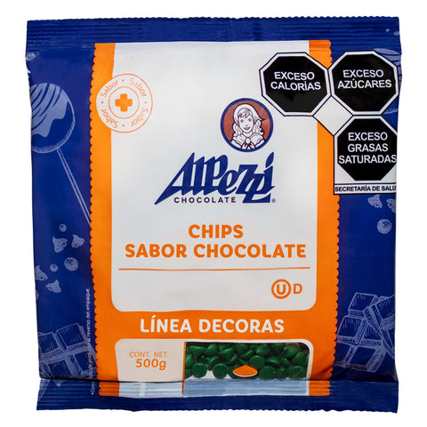 Chips Sabor Chocolate Color Verde Alpezzi® - 500g / 10kg