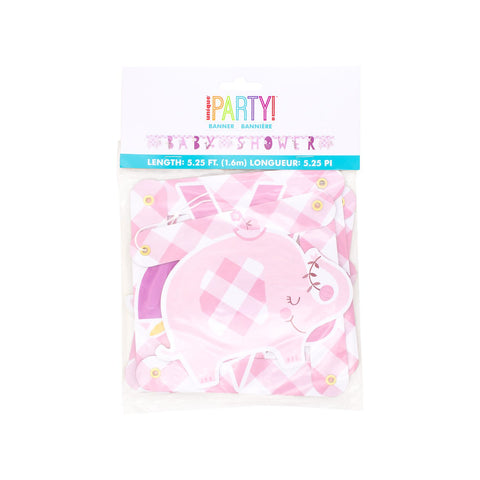 Banner Baby Shower Con Elefantes Color Rosa