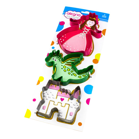 Juego Cortador Princesa Dragón Cast 3 Piezas.