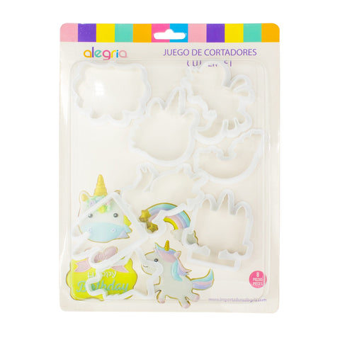 Cortador De Plástico Unicornio Estrella 8 Piezas.