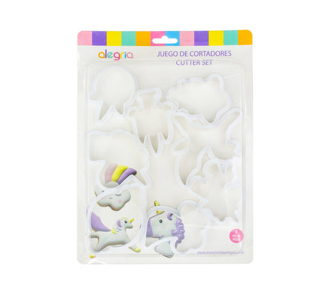 Juego Cortador Plástico Unicornio Plaquita 8 Piezas.