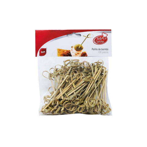 Palillo de Bambú con Nudo 9 cm, 100 Piezas Alegría®
