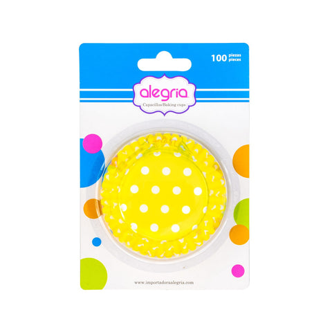 Capacillo Standard Polka Dot Amarillo 100 Piezas.