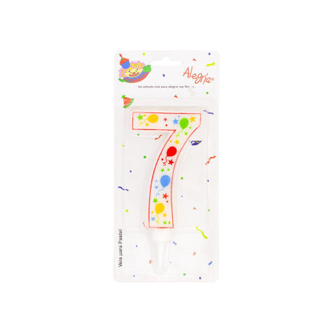 Vela para pastel con globos No. 7