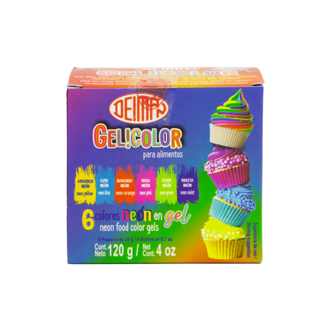 Cajita con 6 colorantes neón gelicolor Deiman