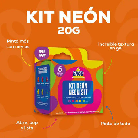 Kit 6 Colorantes en Gel Neón ENCO® – 20 g c/u